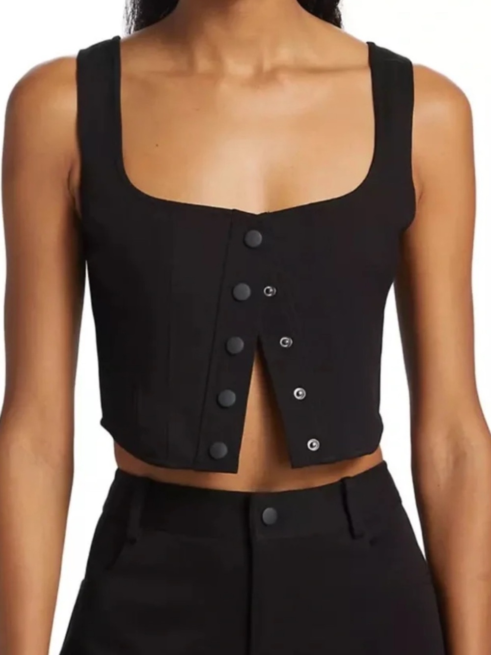 REVOLVE x WAYF Cora Snap-Front Crop Top Dark Navy Size XSmall